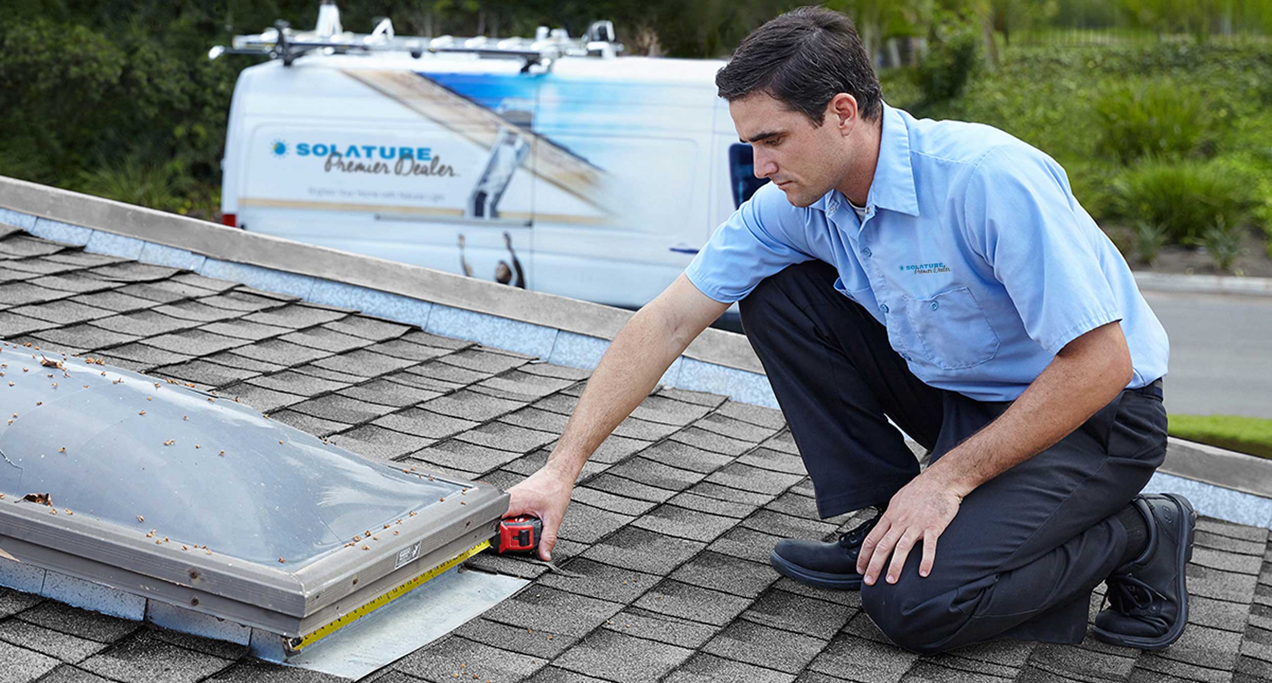 Solatube Premier Dealer measures skylight